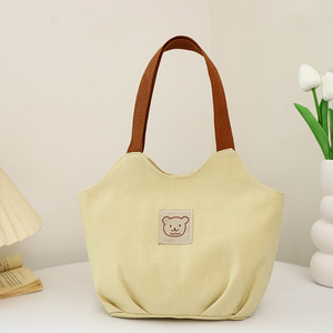 Cute Cartoon <b>Canvas</b> Bag <b>Handbag</b> Trendy Multi Colored Optional Portable Bag For Women Versatile Daily Use - Product Image 4