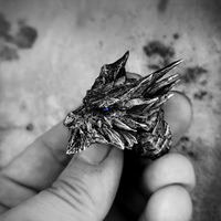 Bague ouverte ajustable Hisera, best-seller, en alliage vintage, pierre naturelle, électroplaquée, motif dragon, style punk pour homme