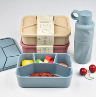 Silicone sans BPA de qualité alimentaire quatre compartiments boîte à bento Tiffin ensemble congélateur à micro-ondes conservation sûre Portable universel