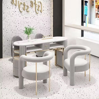 Tables de manucure en velours vert de luxe, mobilier de salon de manucure, table et chaise en marbre pour salon de manucure, vente de table de manucure, mobilier de salon