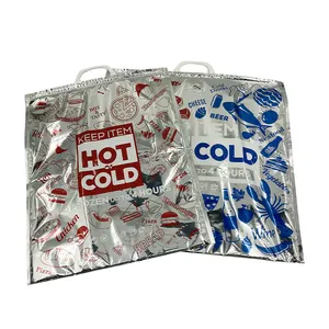 Foldable Aluminum Foil Meal Delivery Freezing Shopping Insulated Bag Cooler Hot Cold Reusable Thermal Bags