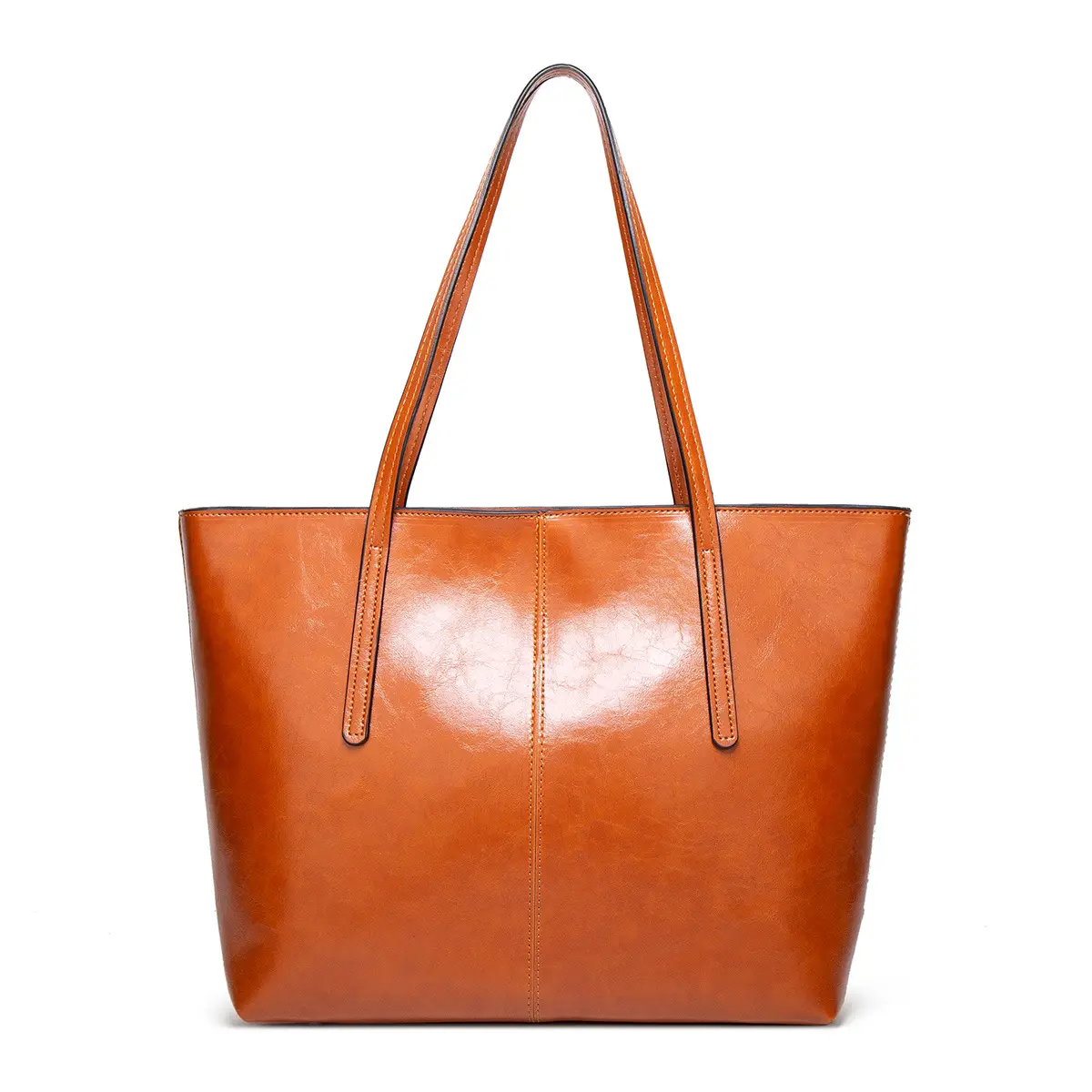กระเป๋าถือหนังพียูมันเงาสำหรับสุภาพสตรี,ดีไซน์ความจุขนาดใหญ่สินค้าใหม่