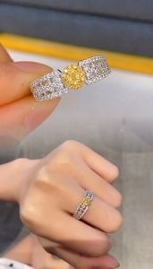 Anillo de Compromiso y Boda Xinfly de Oro Sólido de 18K con Diamante Natural Amarillo Blanco de 0.68CT - Product Image 4