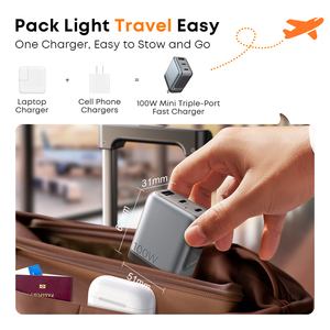 Cargador USB C LISEN GaN de 100W con 3 Puertos, Carga Rápida, Plegable, para MacBook, iPad, <span class=keywords><strong>iPhone</strong></span> 17, Samsung S26, Ideal para Viajes - Product Image 6