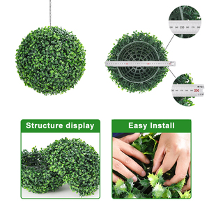 Boule de topiaire artificielle en buis résistante aux UV, écologique, avec chaîne suspendue, imperméable, pour décoration de remise de diplôme, Halloween, mariage - Product Image 2