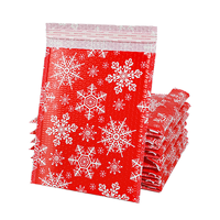 Enveloppe à bulles de Noël, impression personnalisée, motif flocon de neige rouge et vert, pochette rembourrée pour l'envoi de cadeaux de Noël