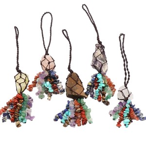 Ciondolo in Pietra Arcobaleno Intrecciato a Mano, Ornamento da Appendere per Auto, Gioielli Fai-da-Te, Vendita all'Ingrosso - Product Image 5