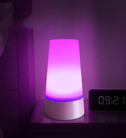 Lampe de table d'ambiance LED RVB colorée avec 4 changements de couleur, alimentée par batterie, lampe de table LED tendance, lampe de nuit colorée