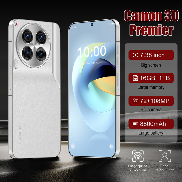 Global Version 5G Smartphone C30pro 16GB+1TB 7.3 Inch HD Beauty Camera Dual SIM Android 14 Hot Sale Mobile Phone 108MP Rear