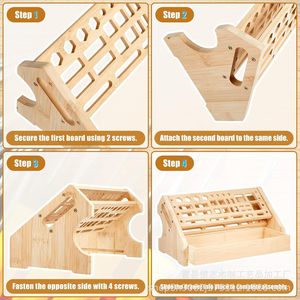 Wooden Tool Rack Screwdriver Storage Organizer <b>Desktop</b> Repair Tool Holder With Drawer For Workshop Home Use - Product Image 2