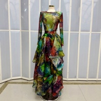 Nouvelle Collection Automne 2026 : Ensemble Femme Transfrontalier Style Frais et Élégant, T-shirt à Manches Longues Imprimé Floral et Jupe Robe Patchwork
