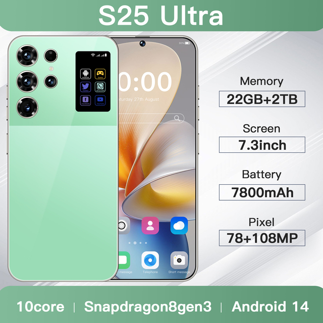 22G+2TB High Configuration 2026 New S25 ultra Unlocked Phones Global Language Versions LTE Cellular Full Screen Cell Phones