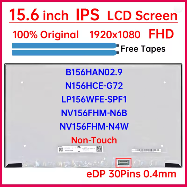 15.6" LCD Screen B156HAN02.9 N156HCE-G72 NV156FHM-N6B NV156FHM-N4W LP156WFE-SPF1 Display Matrix Panel Replacement FHD Non-Touch