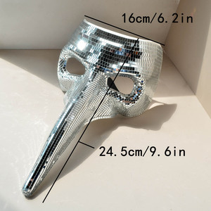 Máscara de pico de pájaro de PVC con purpurina efecto bola de discoteca I1301, accesorio de cosplay para disfraz de terror y fiesta de Halloween - Product Image 5