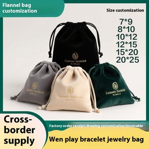 Túi rút nhung nhỏ 7*9 tùy chỉnh, túi đựng đồ trang sức bằng vải flannel 10*12 in logo, túi đựng có thể tái chế dùng để in tem - Product Image 3