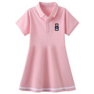 Abito Polo per bambini su misura per bambini abiti da bambina in <span class=keywords><strong>età</strong></span> <span class=keywords><strong>scolare</strong></span> Pique in cotone lavorato a maglia scuola materna abito blu scuola elementare - Product Image 2