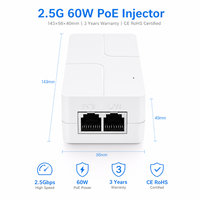 Injecteur PoE 2,5 Gbps 60W, adaptateur Power Over Ethernet avec 2 ports, compatible IEEE 802.3af/at/bt - Distance jusqu'à 100 mètres
