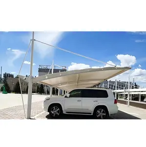 Fábrica Atacado Barato China Fornecedores Galpão De Estacionamento De Carro PVDF Membrana Estrutura Outdoor Steel Frame Carports Tenda De Estacionamento De Carro