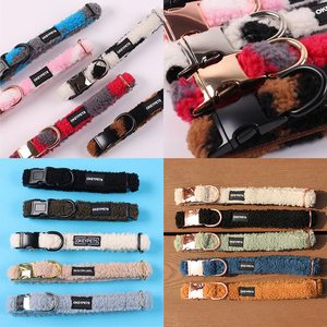 Okeypets-Collar de perro de tela suave Sherpa personalizado para boda, duradero, venta al por mayor, collar de perro de lana de cordero de Color personalizado - Product Image 3