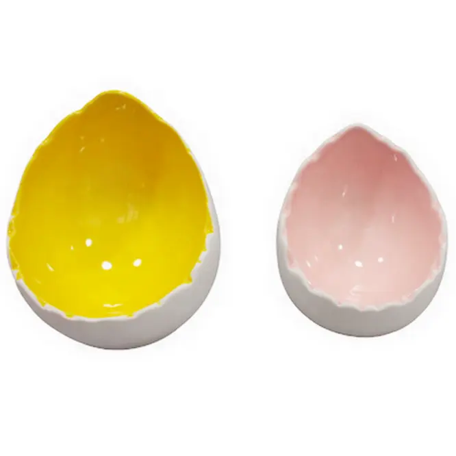 2021 New Easter Eggs Glazed Ceramic Egg Shell with Different Colors for Home Decoration