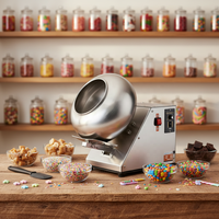 Machine de polissage semi-automatique électrique en acier inoxydable 304 de qualité alimentaire pour le revêtement de chocolats, noix et bonbons, avec emballage en bois