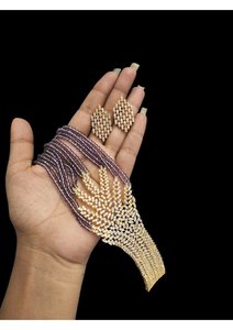 Conjunto de Collar de Latón con Circonitas de Diseño para Mujer, Elegante Conjunto Étnico Nupcial, Regalo Personalizado con Acabado Premium, Ideal para Bodas - Product Image 4