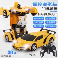 Mobil Remote Control Rc, mobil Robot 2.4 derajat skala 1:12 2 in 1 deformasi 360 GHZ