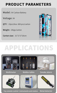 Batterie au carbone 9V de haute qualité, fournisseur d'usine en Chine, vente en gros, marque OEM - Product Image 4