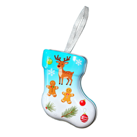 Boîte en métal en forme de chaussette, vide, pour emballer des bonbons, des biscuits, des cadeaux