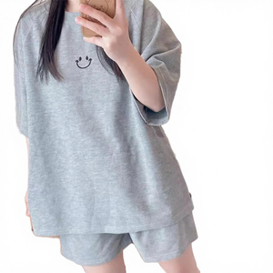 Conjunto de Pijama de Lujo para Mujer de Algodón y Gasa de Manga Corta, Diseño de Verano, Ropa de Casa con Cintura Elástica de Secado Rápido, Envío Directo - Product Image 3