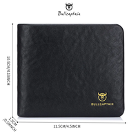 Dompet Kartu BULLCAPTAIN Kulit Asli Pendek Modis untuk SIM, Dompet Kulit Sapi Lapis Atas, Dompet RFID, Kotak Hadiah