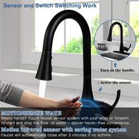 Grifo de Cocina Automático de Latón Sólido Sin Contacto, Grifo de Cocina con Sensor Sin Manchas, con Rociador Extraíble de 3 Configuraciones