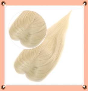 Topper per <span class=keywords><strong>capelli</strong></span> Remy invisibili da <span class=keywords><strong>donna</strong></span>, grado 1, in seta naturale brasiliana intrecciata a mano, base in seta da 28 mm, per perdita di volume lieve, con frangia. - Product Image 3
