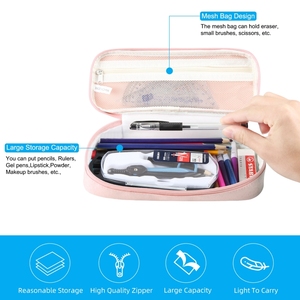 Grande trousse à crayons Grande capacité Sac à crayons Grande <span class=keywords><strong>pochette</strong></span> de rangement Organisateur de stylos Simple Papeterie Sac Taille: 235X105X50mm - Product Image 2