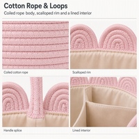 Panier à couches en corde de coton avec séparateur amovible, bord festonné et doublure en tissu pour le rangement de la chambre de bébé