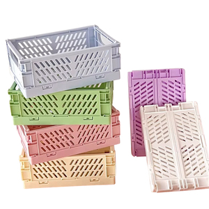 Mini Contenedores Ahorradores de Espacio, Cestas de Almacenamiento de Plástico Pastel Pequeñas, Cajas Plegables para Organizar - Product Image 1