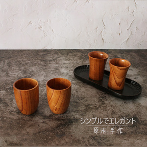 Japanese Style Wooden <b>Cup</b> Solid Color Handmade For <b>Camping</b> Drink <b>Cup</b> - Product Image 2