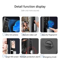 Cerradura de Puerta Inteligente con Huella Dactilar Totalmente Automática EY-V500, con Wi-Fi, Reconocimiento Facial, Desbloqueo con Tarjeta y Código, Compatible con IP, Aleación de Zinc y Madera