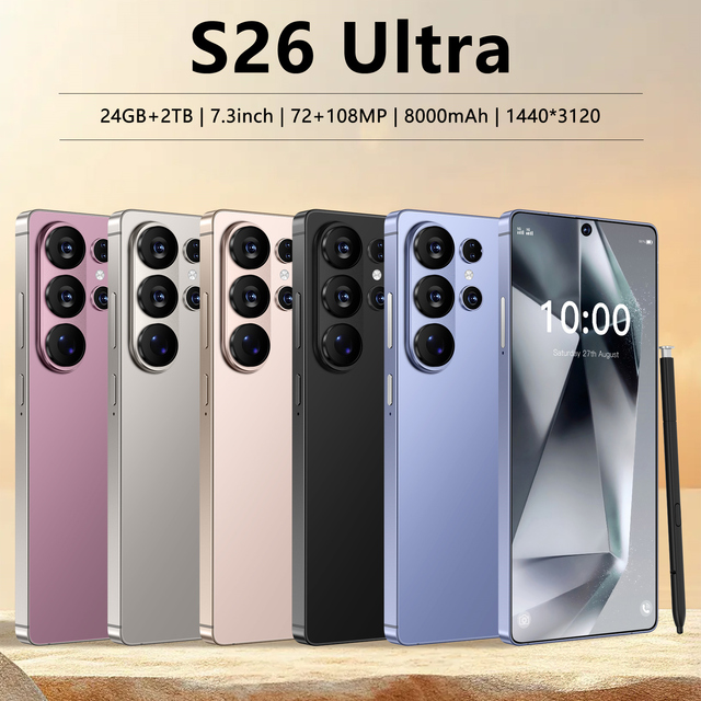22GB+2TB Hot Selling S26 ULTRA 7.3 Inch 78MP+108MP Smart Cell Phones Mobile Telephone Latest Processor Android 15 5G Smartphones