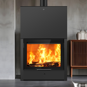 Stufa a Legna <span class=keywords><strong>con</strong></span> Ampia Porta Scorrevole in <span class=keywords><strong>Vetro</strong></span>, Caminetto per Riscaldamento Domestico Interno - Product Image 1