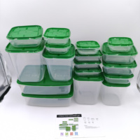Meilleure Vente Ensemble de 17 Pièces Boîtes de Rangement Alimentaire en Plastique Transparente Scellée avec Couvercle pour Réfrigérateur