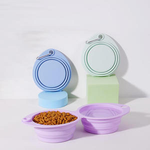Ultraleichte Silikon-Haustierschüssel, faltbar mit integriertem Clip, Spritzschutzrand, tragbare Katzen- und Hundeschale, unverzichtbar für unterwegs - Product Image 2