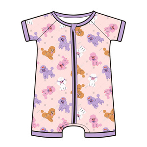 Personnalisé <span class=keywords><strong>Surf</strong></span> Plage Motif Infantile Combinaisons Vêtements Pyjamas Bio Bambou Viscose Bébé À Manches Courtes Barboteuses Filles Pyjamas - Product Image 2