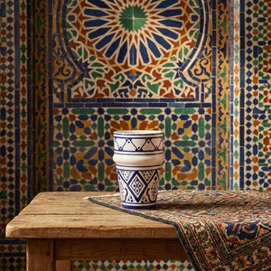 Nouvel ensemble de tasses à café en céramique de style bohème vintage, léger et luxueux, d'inspiration nord-africaine, au design esthétique raffiné - Product Image 4