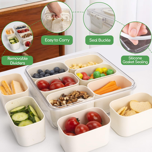Stackable Portable 6 Compartment <b>Plastic</b> <b>Clear</b> Snack Box Refrigerator Freshness Food Storage Bin - Product Image 4