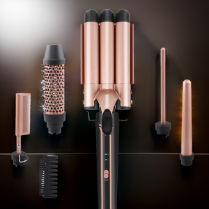 Outils de coiffure, fer à friser à baril extra long réglable, 1,75 pouces, 2 pouces, 3 barils, fer à friser 5 en 1 - Product Image 1
