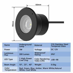 Luz Decorativa para Jardín, Empotrable en Suelo, IP67, Acero Inoxidable 316, Vidrio Templado, DC12V, Personalizable - Product Image 5