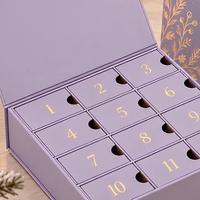Boîte de calendrier de l'avent de luxe de 12 jours, emballage cadeau rigide avec tiroir pour les ensembles de soins de la peau, maquillage, parfum, chocolat, Noël