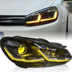 Fari Anteriori Look Aggressivo 2008-2012 | Nuovo Upgrade 12V con DRL Bianco/Giallo e Demon <span class=keywords><strong>Eye</strong></span> per VW Golf 6 MK6 GTI - Product Image 1