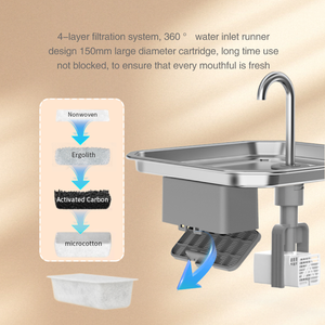 Fuente de agua inteligente <span class=keywords><strong>para</strong></span> <span class=keywords><strong>gatos</strong></span> de acero inoxidable 304 de grado alimenticio 4L, superventas, Europa y América, monitorea de forma remota la ingesta de agua de tu mascota - Product Image 5